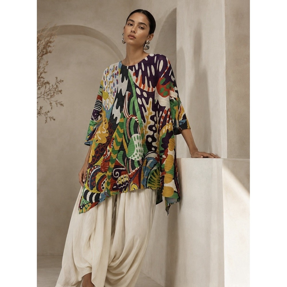 NWT  VANITE COUTURE Bouncy Top Plisse Avant-Garde Art Designer One Size Abstract
